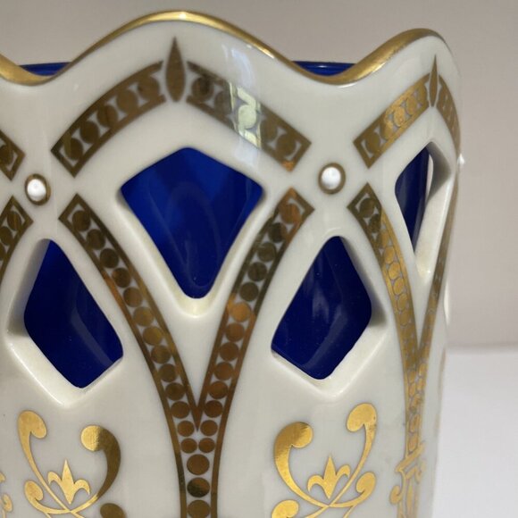 Lenox Millennium Collection Votive Candleholder Cobalt Blue Glass Globe 8" USA - Picture 7 of 13